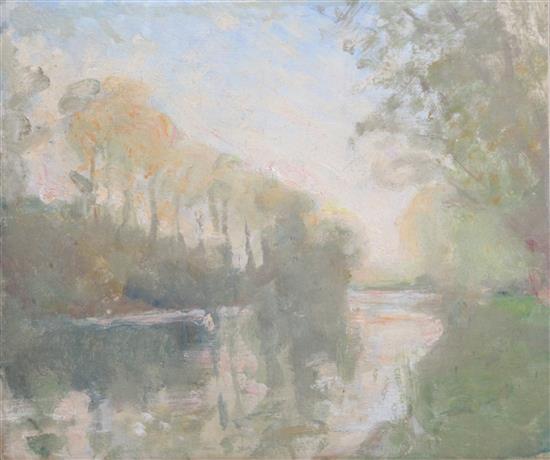Albert de Belleroche (1864-1944) River landscape 16 x 18.75in., unframed